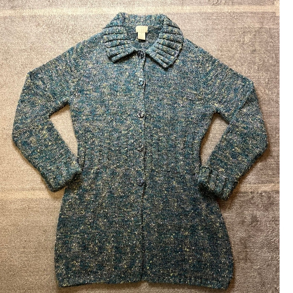 Sigrid Olsen Sport Marled Knit Cardigan Sweater Small Cottagecore Grandmacore - Picture 1 of 7